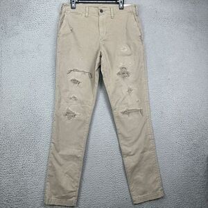 American Eagle Khaki Pants Men 32X34 Beige Slim Fit Destroyed Stretch Casual NEW